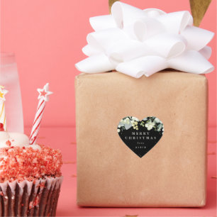 Black Snowberry+Eucalyptus Merry Christmas/Custom Heart Sticker