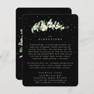 Black Snowberry+Eucalyptus Stem Wedding Directions Enclosure Card