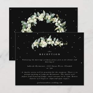 Black Snowberry+Eucalyptus Stem Wedding Reception Enclosure Card