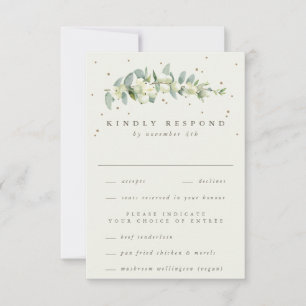 Black Snowberry+Eucalyptus Stem Wedding RSVP Card
