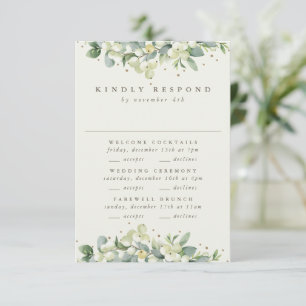 Black Snowberry+Eucalyptus Wedding Multi-Event RSVP Card