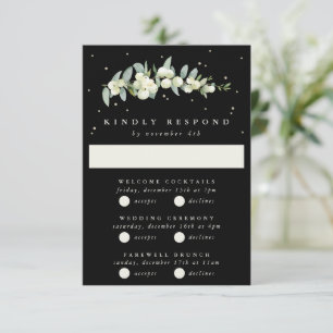 Black Snowberry+Eucalyptus Wedding Multi-Event RSVP Card