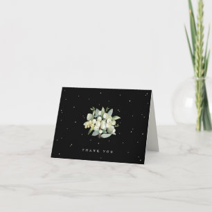 Black Snowberry+Eucalyptus Wedding Note Thank You Card