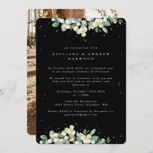 Black Snowberry+Eucalyptus Wedding Reception Photo Invitation