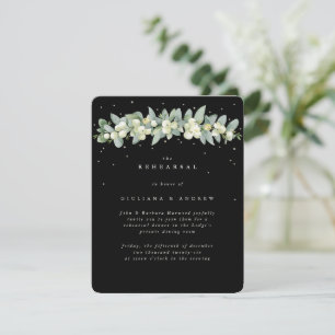 Black Snowberry+Eucalyptus Wedding Rehearsal Enclosure Card