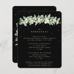 Black Snowberry+Eucalyptus Wedding Rehearsal Enclosure Card