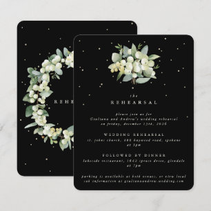 Black Snowberry+Eucalyptus Wedding Rehearsal Enclosure Card
