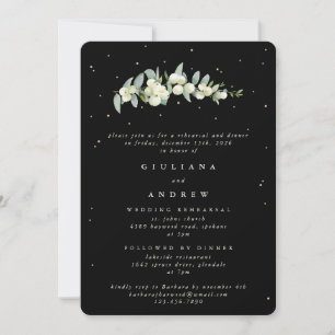 Black Snowberry+Eucalyptus Wedding Rehearsal Invitation