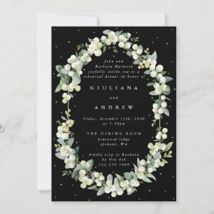 Black Snowberry+Eucalyptus Wedding Rehearsal Invitation