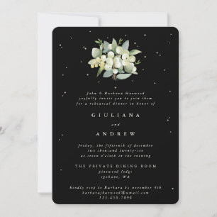 Black Snowberry+Eucalyptus Wedding Rehearsal Invitation