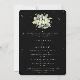 Black Snowberry+Eucalyptus Wedding Rehearsal Invitation