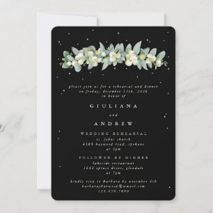 Black Snowberry+Eucalyptus Wedding Rehearsal Invitation