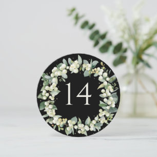 Black Snowberry + Eucalyptus Wedding Table Number