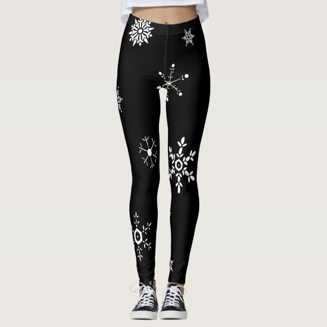 Black Snowflake Leggings (Front)
