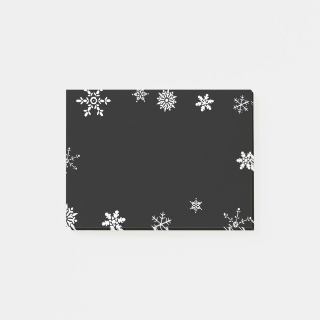 Black Snowflake Post-it Notes (Front)