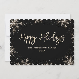 Black Snowflake Snow Winter Holiday Card