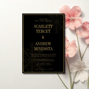 Black Snowflakes Guiet Frame Christmas Wedding Invitation