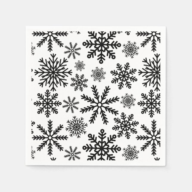 Black Snowflakes Napkin (Front)
