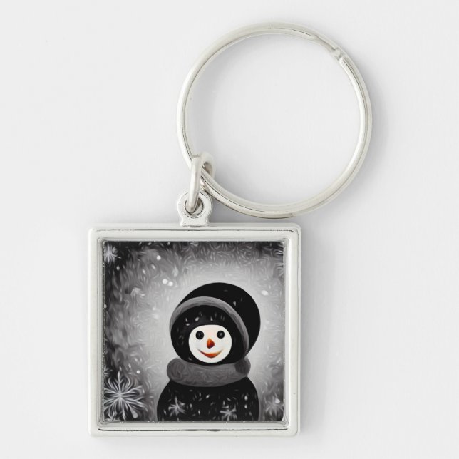 Black Snowsuit Snowman Key Ring (Front)
