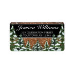 Black Snowy Wood & Forest Country Pine Address Label<br><div class="desc">Address labels. Rustic brown wood,  snowing background and snowy forest. Cosy vintage country style. More items are available in this style in our store. You can edit the design further,  change colours,  fonts and add extra text by clicking "customise further" link.</div>