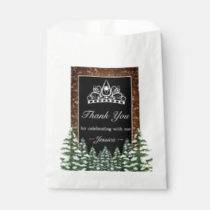 Black Snowy Wood Forest Pine Birthday Thank You Favour Bags