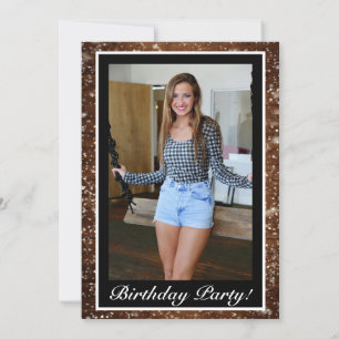 Black Snowy Wood & Forest Pine Photo Birthday Invitation