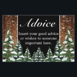 Black Snowy Wood & Forest Wedding Advice Card<br><div class="desc">Wedding advice card. Rustic brown wood,  snowing background and snowy forest. Cosy vintage country style. More items are available in this style in our store. You can edit the design further,  change colours,  fonts and add extra text by clicking "customise further" link.</div>