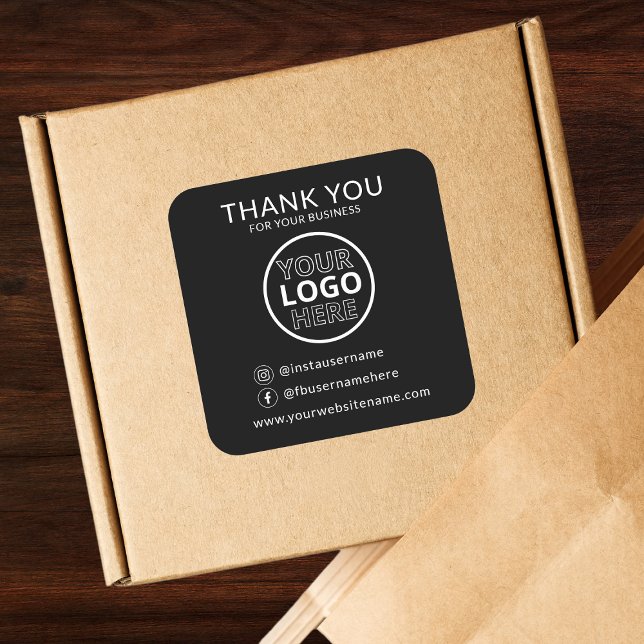 Black Social Media Icons Thank You Business Logo Square Sticker (Black Social Media Icons Thank You Business Logo Square Sticker
)