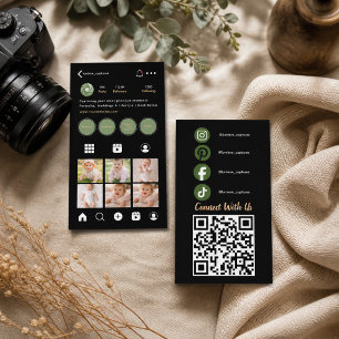 Black Social Media Instagram QR Code Photographer Business Card