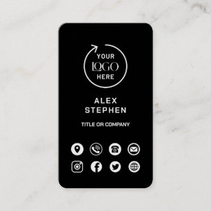 Black Social Media Modern Logo Business Card