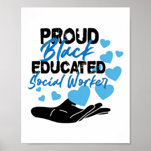 Black Social Worker Gift Mental Health Educated Poster