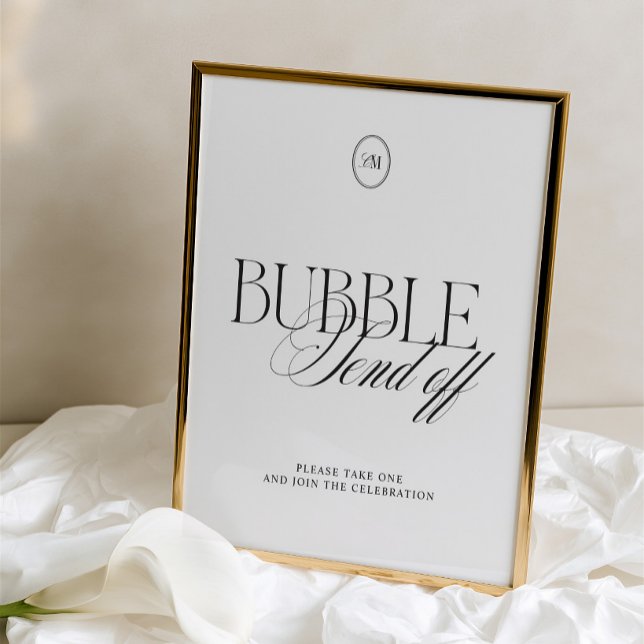 Black & Soft White Bubble Send Off Wedding Sign (Black & Soft White Bubble Send Off Wedding Sign)