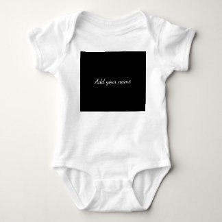 Black solid add name text message here throw pillo baby bodysuit