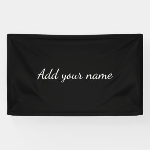 Black solid add name text message here throw pillo banner