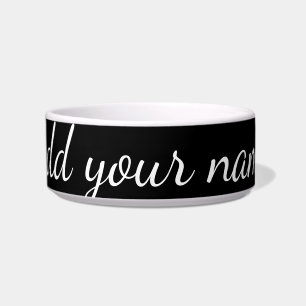 Black solid add name text message here throw pillo bowl