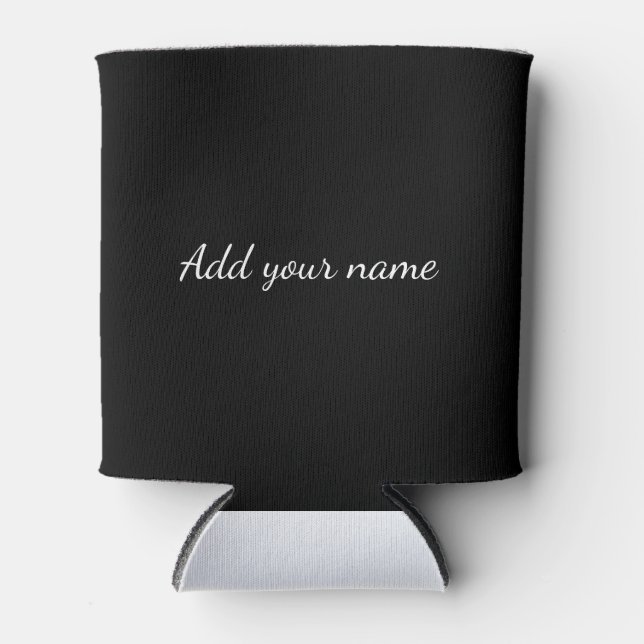 Black solid add name text message here throw pillo can cooler (Front)