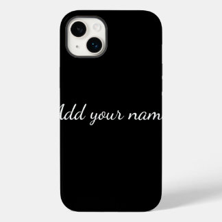 Black solid add name text message here throw pillo Case-Mate iPhone 14 plus case