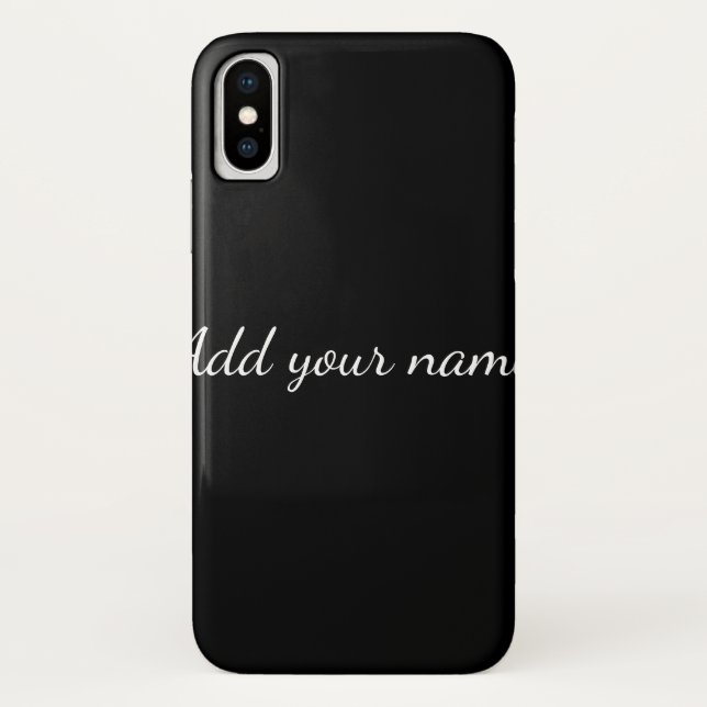 Black solid add name text message here throw pillo Case-Mate iPhone case (Back)
