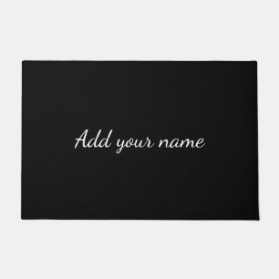 Black solid add name text message here throw pillo doormat