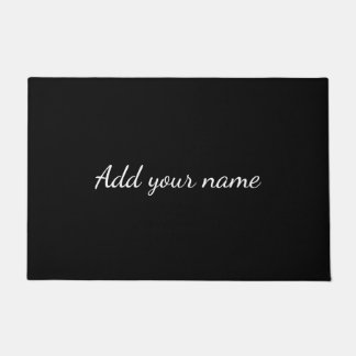 Black solid add name text message here throw pillo doormat