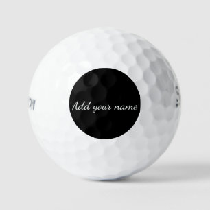 Black solid add name text message here throw pillo golf balls