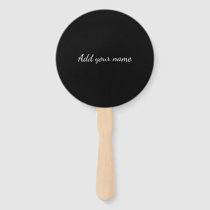Black solid add name text message here throw pillo hand fan