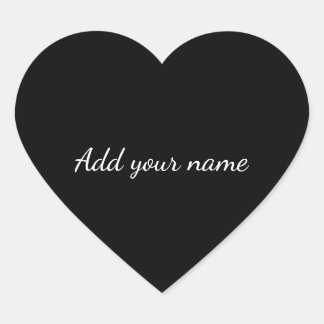 Black solid add name text message here throw pillo heart sticker