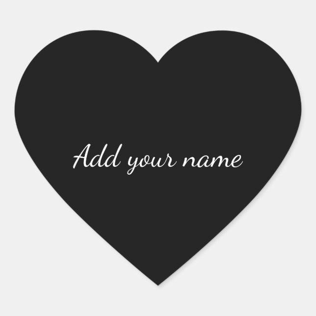 Black solid add name text message here throw pillo heart sticker (Front)