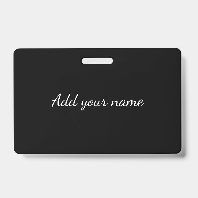 Black solid add name text message here throw pillo ID badge (Front)