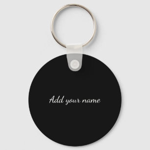 Black solid add name text message here throw pillo key ring