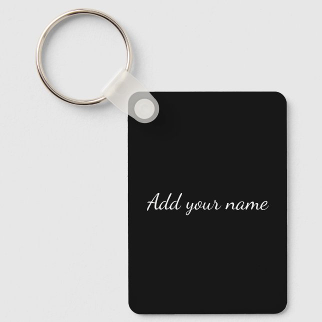 Black solid add name text message here throw pillo key ring (Front)
