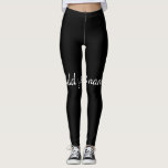 Black solid add name text message here throw pillo leggings<br><div class="desc">Design</div>