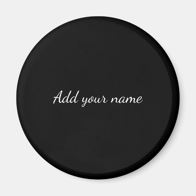 Black solid add name text message here throw pillo magnet (Front)