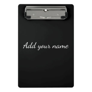 Black solid add name text message here throw pillo mini clipboard